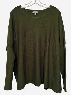 HENLY Women’s M/L Oversized Dark Green Sweater Slim Sleeves